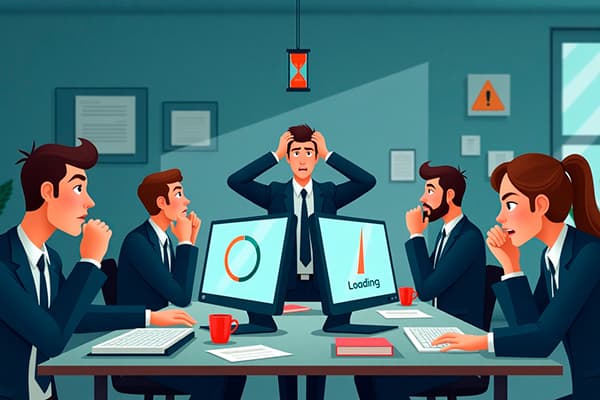 Equipo frustrado por sistemas lentos